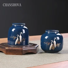 CHANSHOVA, Ретро стиль, цветная глазурь, Эгрет, голубой фарфор, чайная коробка, керамическая чайная коробка, традиционный китайский контейнер для хранения чая