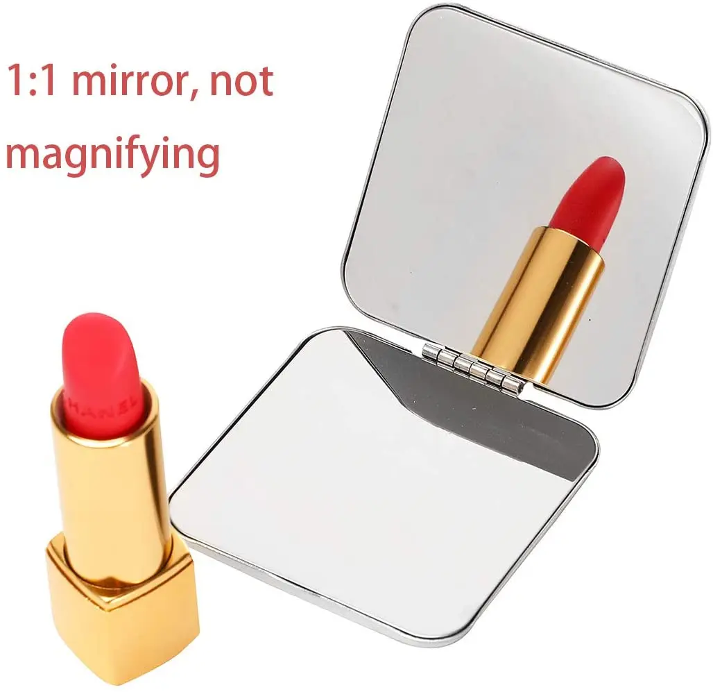 Shatterproof Stainless Steel Ultra Slim Folding Portable Mirror Makeup Unbreakable Camping Mirror For Personal Use Travelling