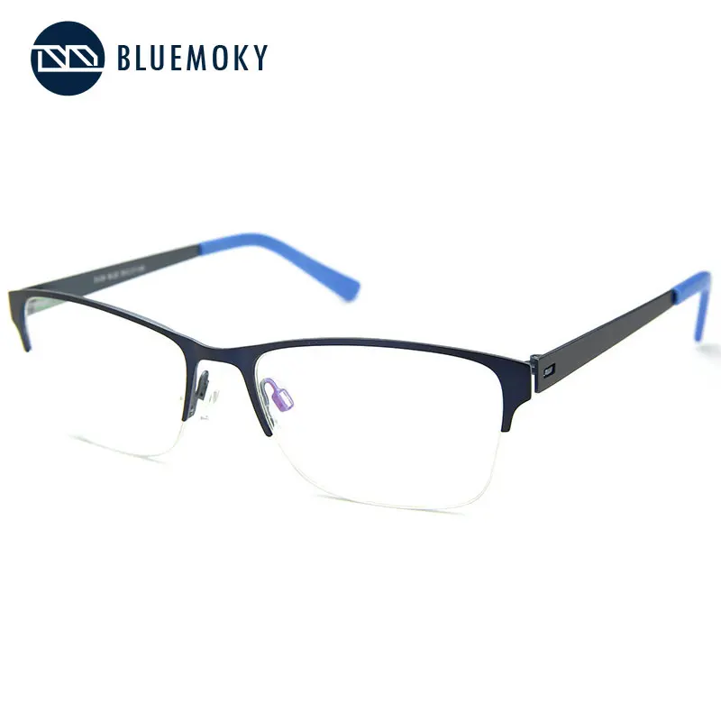 Мужские Оптические очки для близорукости BLUEMOKY металлические Полуободковые