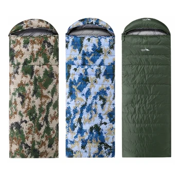 

Camo Envelope Type Down Sleeping Bag Spring Autumn Outdoor Camping Waterproof Sleeping Bags Duck Down Content 1000g