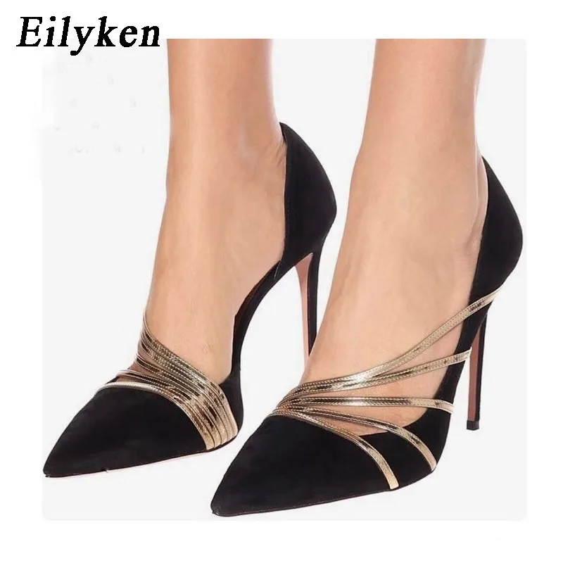 Eilyken; модные свадебные женские туфли-лодочки; пикантные офисные туфли с острым носком на шпильке; Вечерние туфли на высоком тонком каблуке; Размеры 35-40