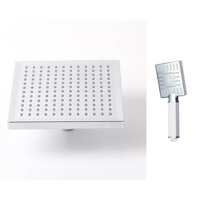 Top shower set 4 VEHHE, топ, дождевая, нержавеющая сталь, светодиодный, душевая головка, 8 дюймов, квадратная, для ванны, температура воды, Потолочная насадка, аксессуар для душа - Цвет: Top shower set 4