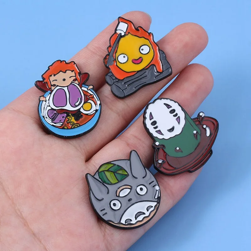 Kawaii Anime Spirited Away No Face man Brooch Ponyo on the Cliff Kids Cosplay Gift