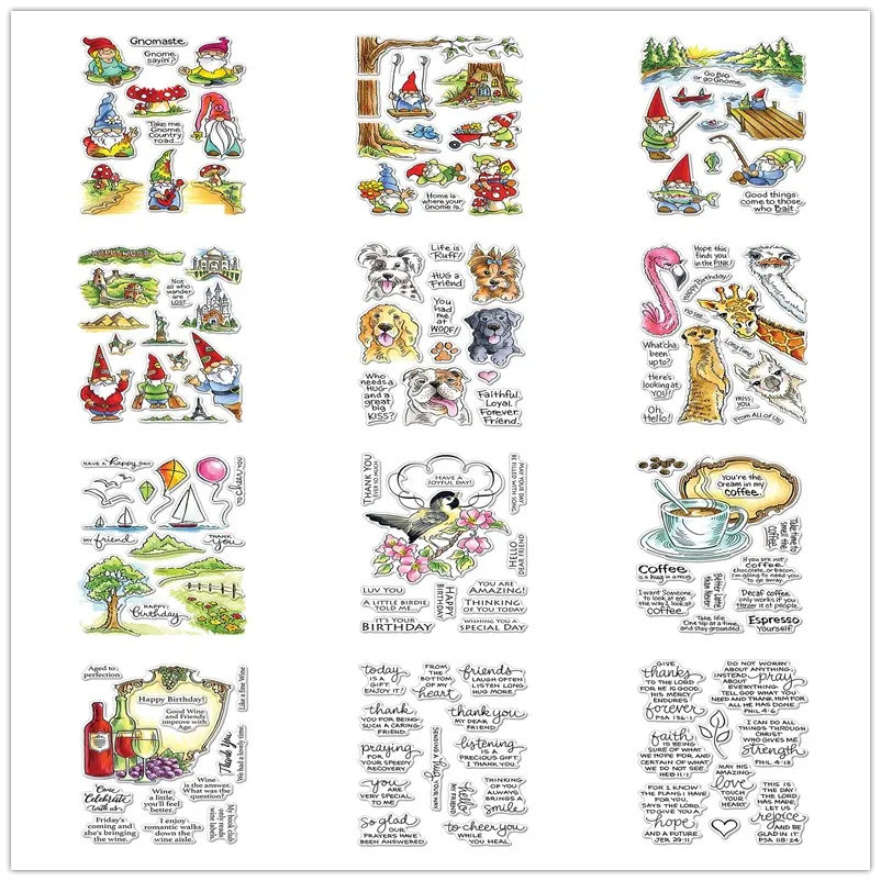 

Gnome Santa Claus Fishing Entertainment Mixed Element Architecture Animals Sentences Metal Cutting Dies With Clear Stamps 2020