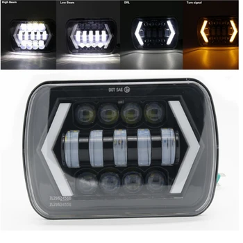 

55w Auto LED Headlight square 5x7 Inch Projector White DRL Yellow Turn Signal For Jeep Wrangler YJ Cherokee XJ
