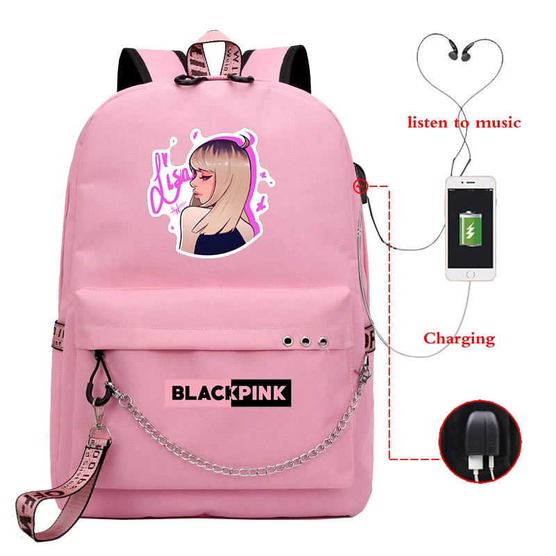 Usb Charging Girls Backpacks Bag Blackpink Backpack Girls School Backpacks Women New Pattern Laptop Bags Students Book Rucksack - Цвет: Girls Backpacks 2