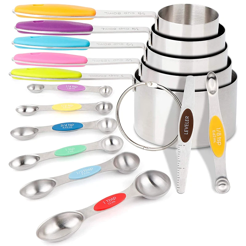 Measuring Cups, Magnetic Measuring Cups and Spoons Set of 13 in 18/8  Stainless