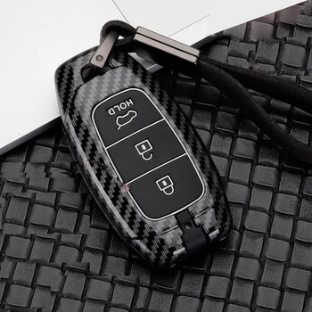 

Carbon Fiber Silicone Car Key Cover for Hyundai Ix35 I30 Kona Encino Solaris Azera Elantra Grandeur Ig Accent Santa Cover