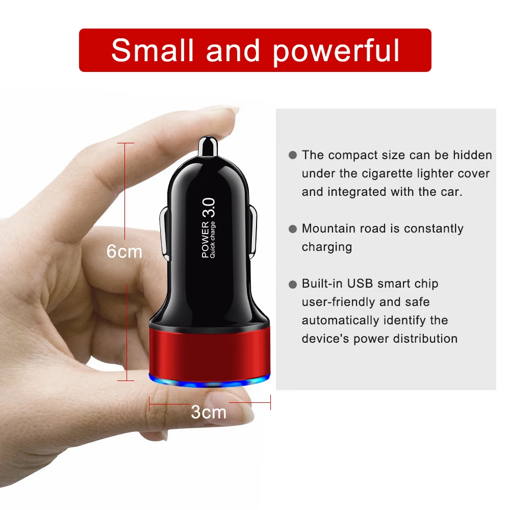 LED Display Quick Charge 3.0 Car Charger Mobile Phone QC3.0 Fast Dual USB Car-charger Auto Charger for Samsung Huawei FCP Xiaomi