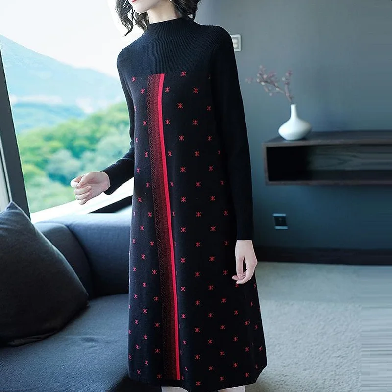 spring/autumn women sweaters computer knitted loose sweates pulloverS high elastic clothing mid-long o-neck | Женская одежда