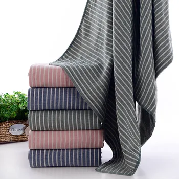 

Cotton Large Striped Bath Towel For Adults Soft Super Absorbent Fast Drying Sports Beach Towels For Home Hotel Beauty 70x140cm