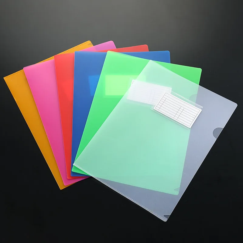 5pcs/Set A4 Size Plastic L Shaped Frosted Transparent Single Page