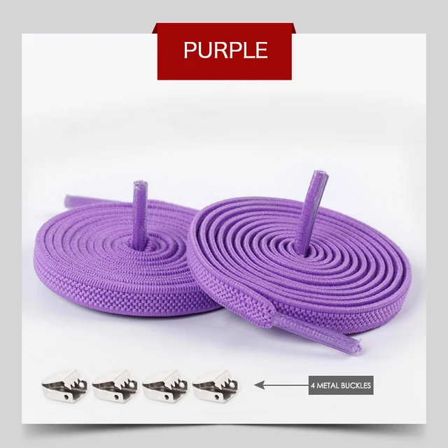 Elastic Shoelaces No Tie Shoe laces Outdoor Leisure Sneakers Quick Safety Flat Shoe lace Kids And Adult Unisex Lazy laces 1 Pair Purple