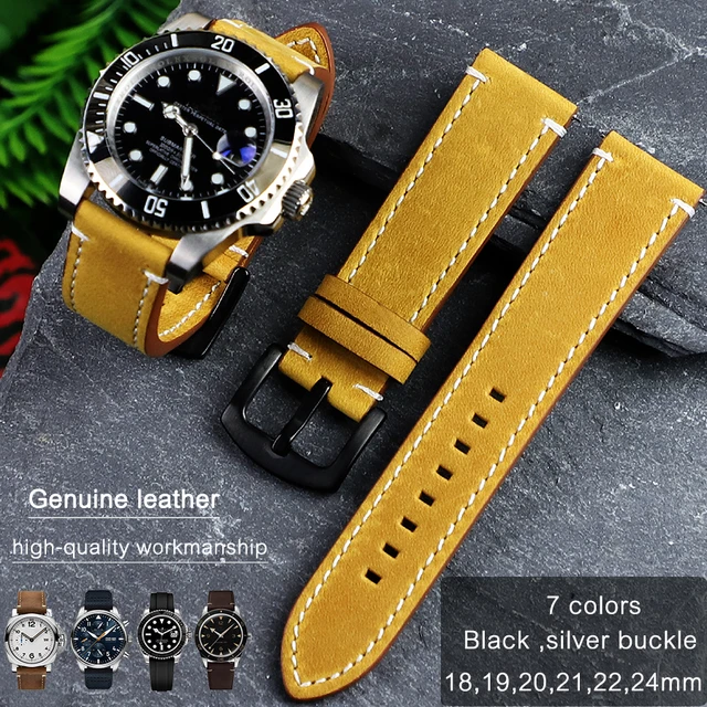 Leather Watch Accessories  Butterfly Watche Strap - Genuine Leather  Watchband 18mm - Aliexpress