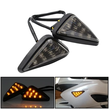 

2 Pcs Flush Mount e-Shaped LED Turn Signal Light, 12V Motorcycle Turn Signals Light for Suzuki Honda Yamaha