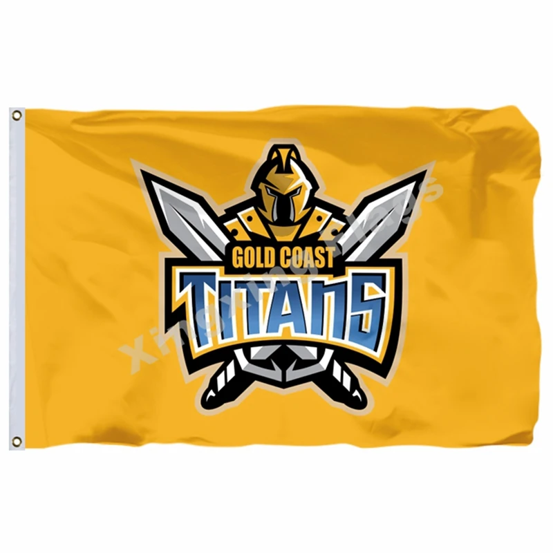 Gold Coast Titans Флаг Южной сиднеи Rabbitohs NRL баннер с модифицированным флагом США 3фт X 5фт полиэстер летающий размер 90X150 см - Цвет: Gold Coast Titans