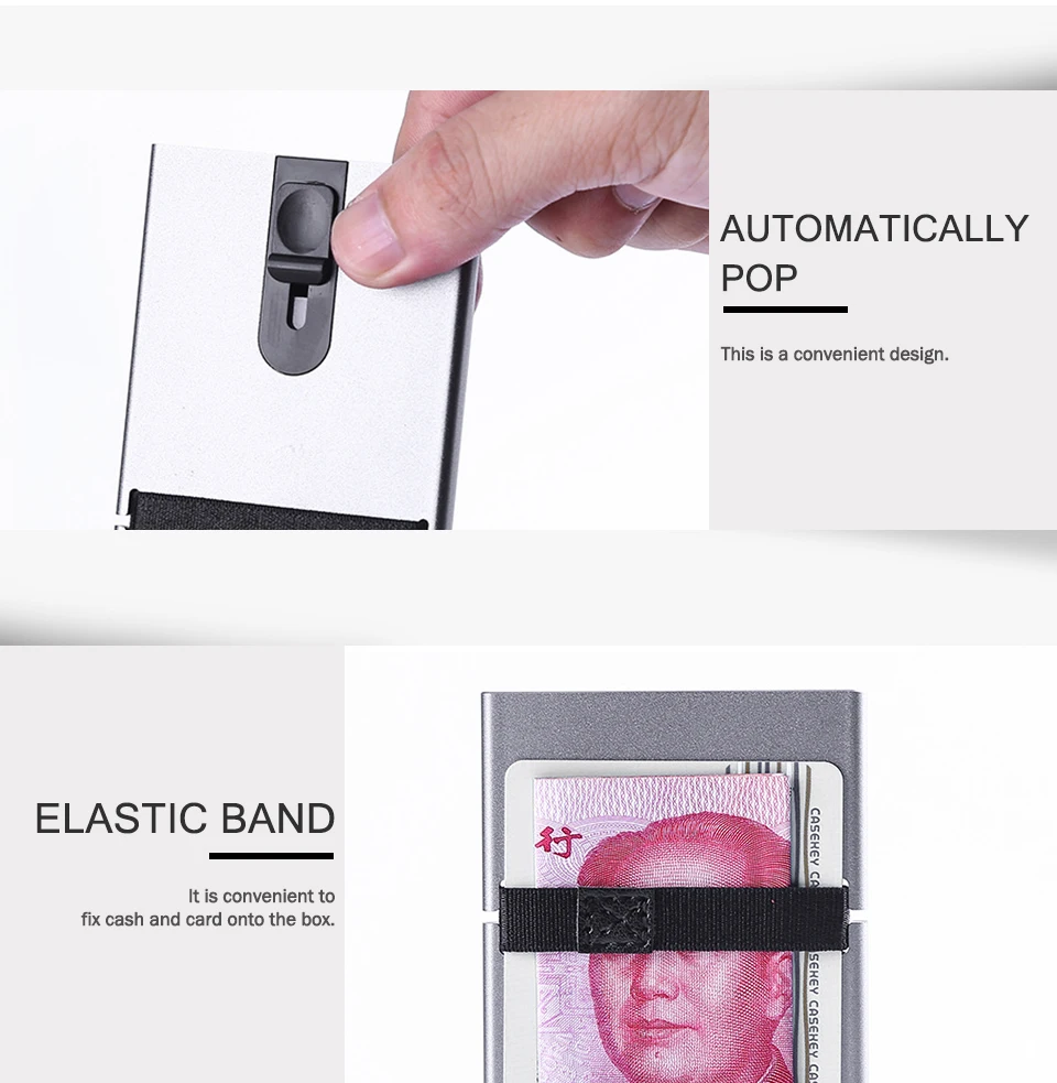 Анти кредитная карта, RFID держатель коробка для мужчин бизнес ID карты Кошелек из искусственной кожи Автоматический Футляр для карт алюминиевые кошельки унисекс для женщин
