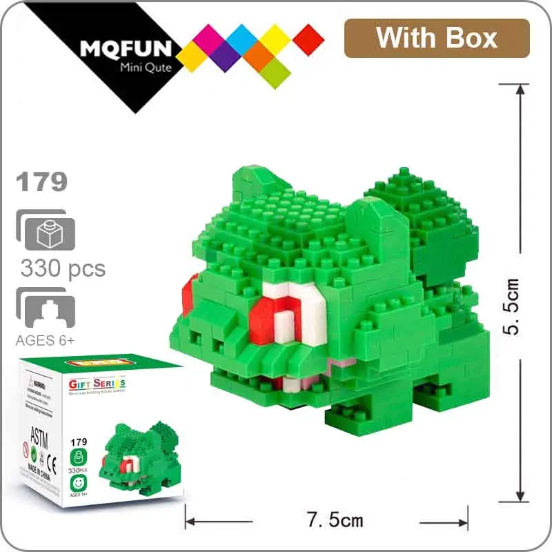 LNO 179 With Box LNO мини блоки фигурки kawaii 3D Пикачу японский мультфильм Аниме пластиковые детали для конструктора игры DIY модели образовательных игрушек - Цвет: LNO 179 With Box