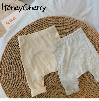 

Spring and Autumn Infant Simple Versatile Cotton Large Bottom Leggings Baby Double High Waist Pants