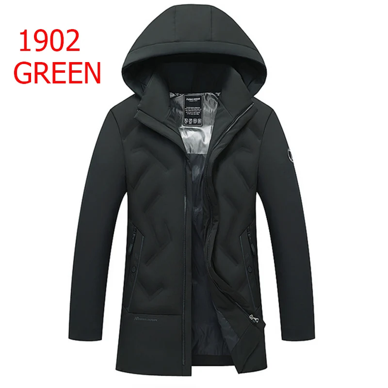 New Winter Jacket Men-30 Degree Thicken Warm Men Parkas Hooded Fleece Man's Jackets Outwear Cotton Coat Parka Jaqueta Masculina - Цвет: 1902-Green