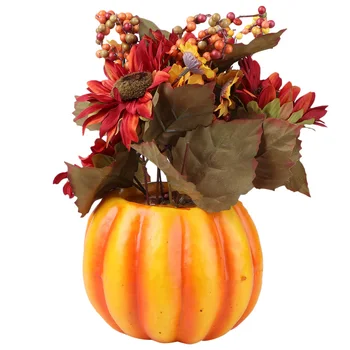 

1Pc Halloween Flower Decoration Pumpkin Pot Sunflower Artificial Flower Colorful