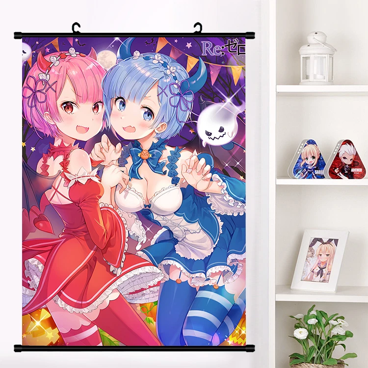 Аниме Re:zero kara hajimeru isekai seikatsu Rem Ram настенная роспись постер искусство