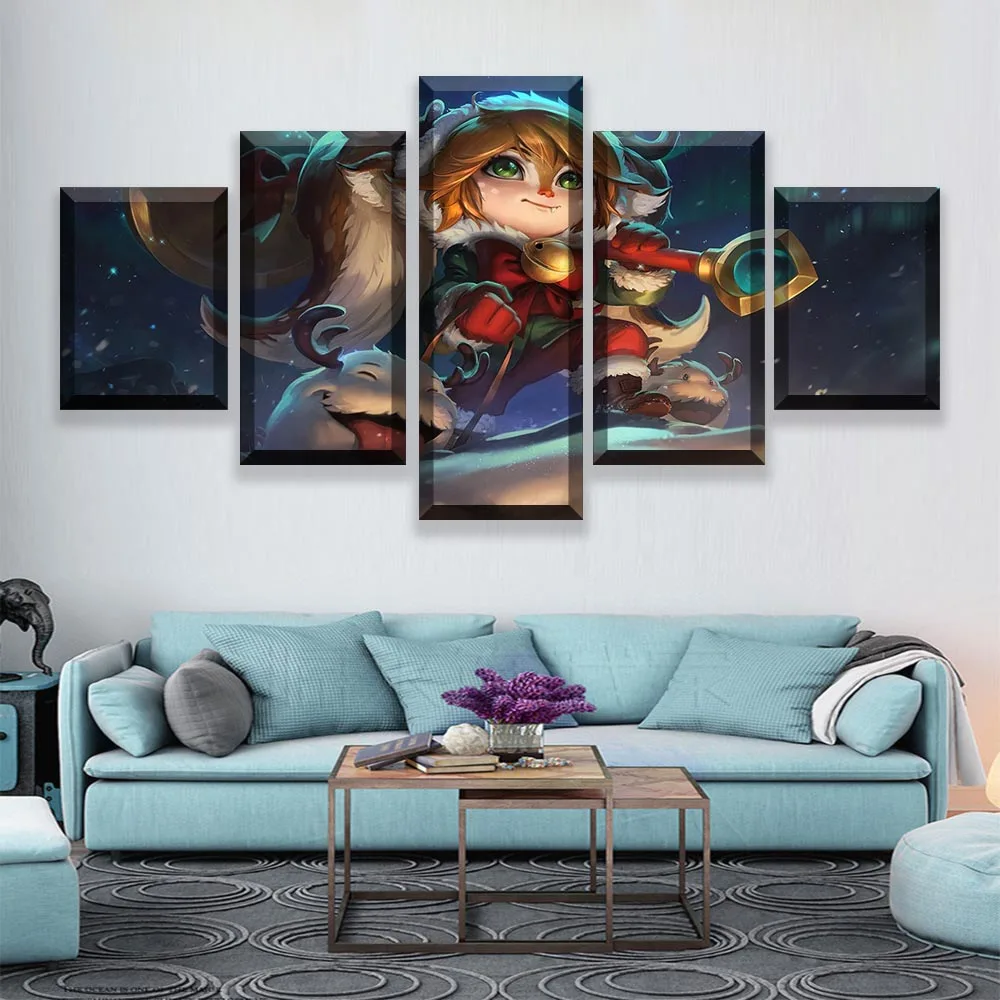 

Modern Type Style Home Decorative Wall Artwork 5 Piece Game League of Legends Poppy Poster On Canvas Printing Modular Pictures