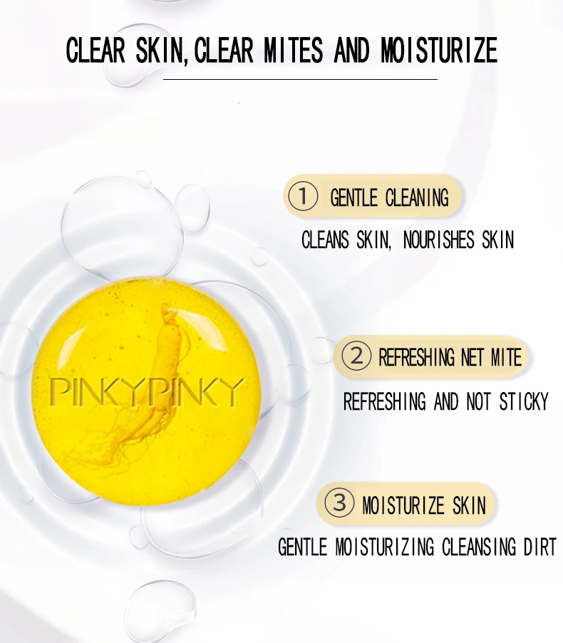 PinkyPinky Anti-mite handmade soap cleansing face deep cleaning sea salt essential oil ginseng soap foaming net