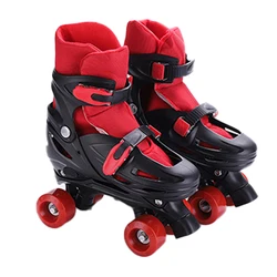 1 Pair Kids Children Teenagers Double Line Quad Parallel Roller Skates Shoes 4 Wheels Shockproof With Brake Stable Patines