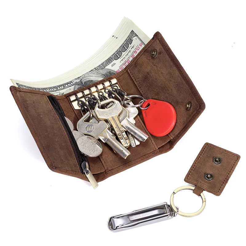 

Leather Key Bag Multi-functional Cowhide One-piece Bag Overcharging Bit Buckle 14 Years Old