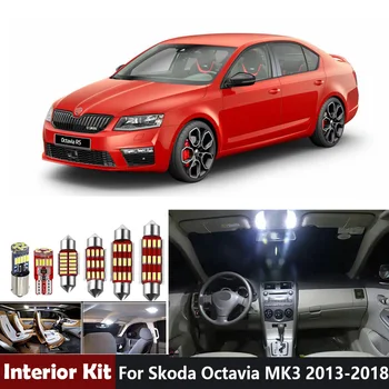 

18Pcs White Canbus LED Lamp Interior Lights Bulb Kit For Skoda Octavia MK 3 MKIII 2013-2018 Dome Map License Plate Light