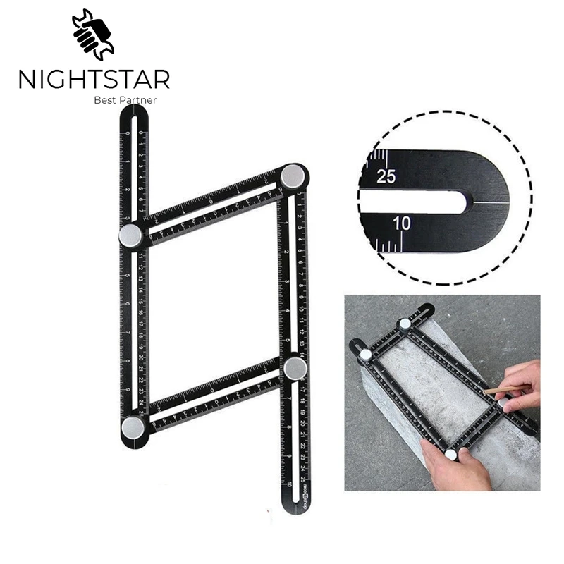 

Aluminum Alloy Four-Sided Ruler Measuring Instrument Template Angle Tool Mechanism Slides Full Metal Ruler