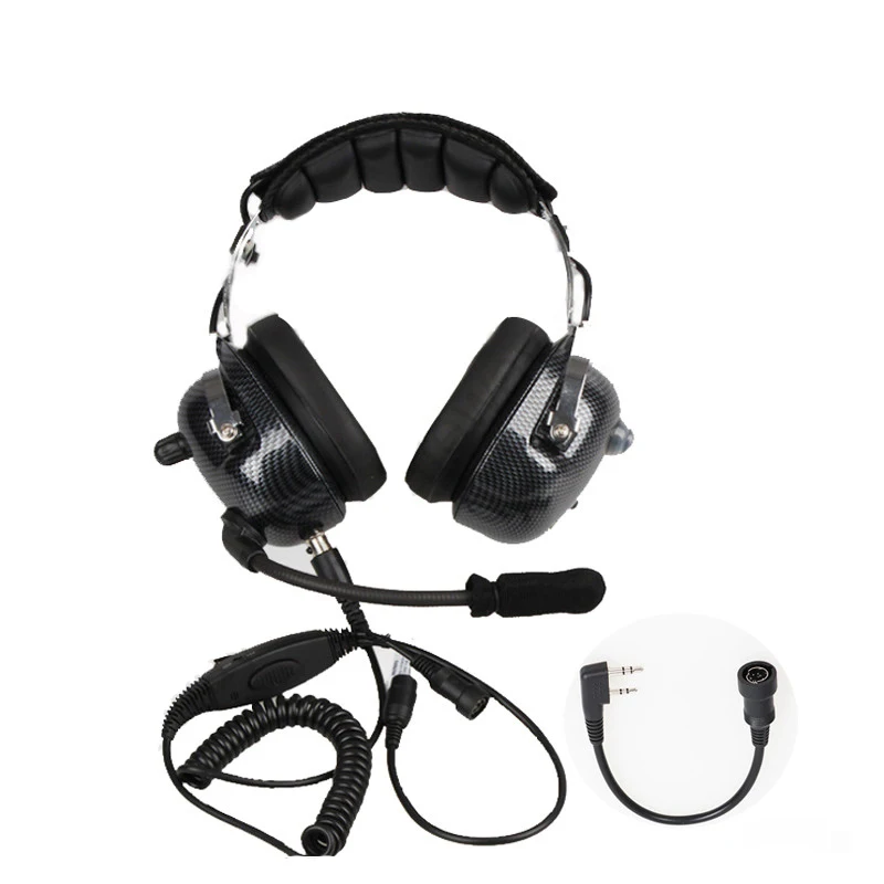 Aviation Walkie Talkie Headset, Noise Cancelling Headaphone for Kenwood Baofeng UV-5R, 2 Pins, Two Way Radio