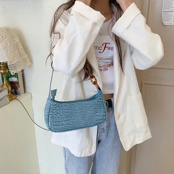 

2020 Luxury Summer Fashion Designer Vintage Crocodile Pattern PU Leather Shoulder Crossbody Bag Handbag Bolsa Feminina Sac Bolso