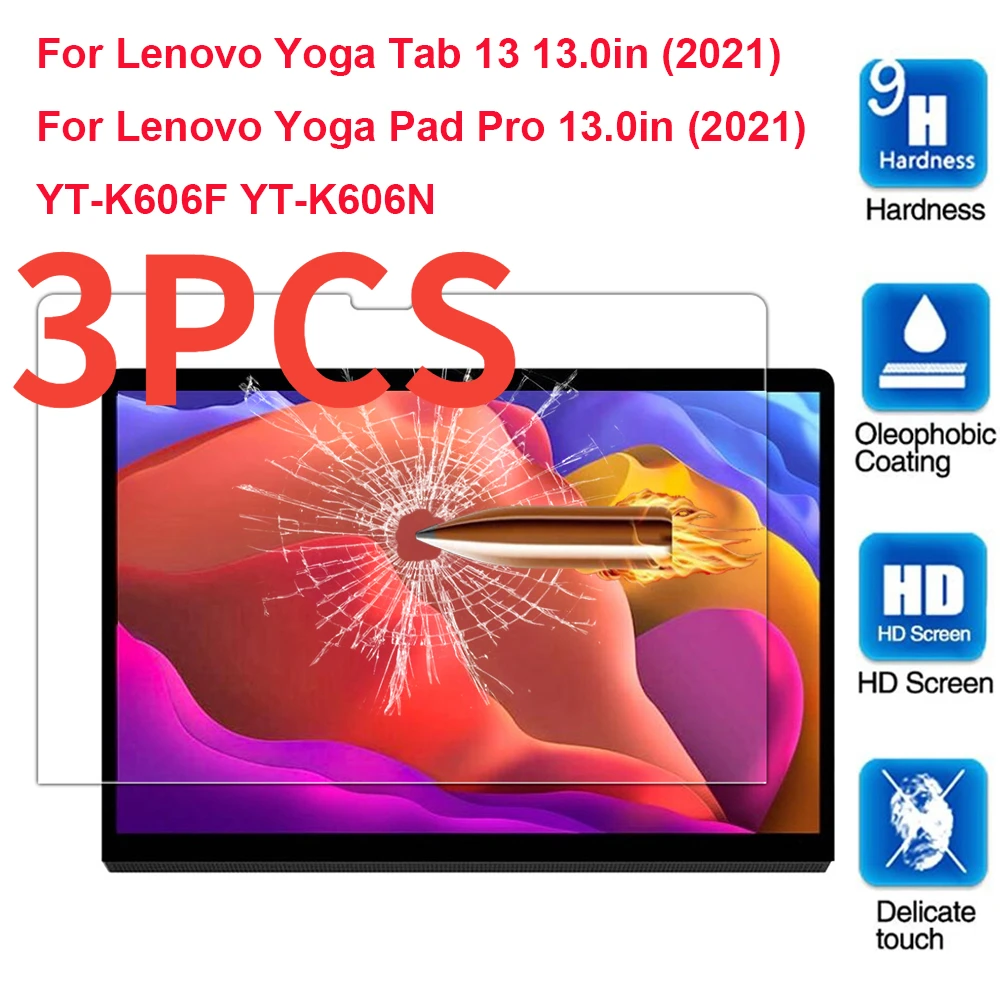 3Pcs 9H Vetro Temperato Per Lenovo Yoga Pad Pro 13 Pollici Yt-K606F 2021 Yoga Tab 13 Yt-K606N Pellicola Proteggi Schermo