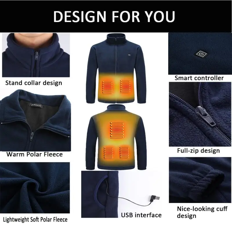 COCWISH USB куртка с подогревом мужская куртка с электрическим подогревом теплый жилет теплая одежда зимняя Лыжная походная флисовая куртка