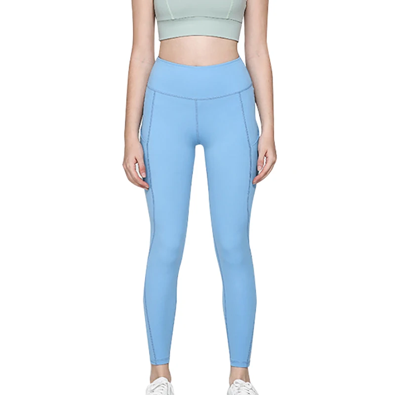 Women Spring Solid Color Pants Running Sports Slim Pull Slacks High Waist Slacks Leggings