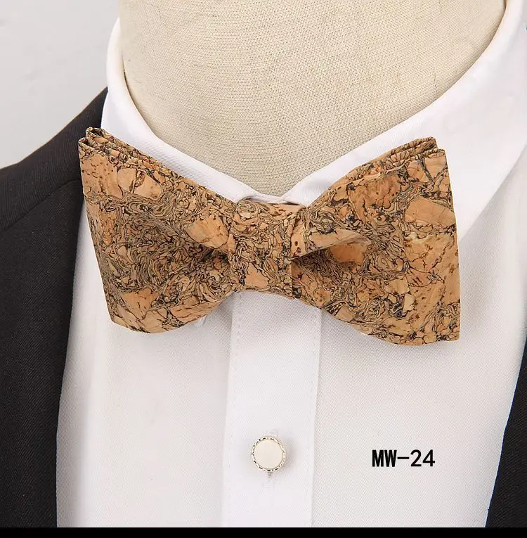 Пробковый деревянный галстук-бабочка галстук Новая Европейская и американская мода Мужская рубашка костюм Модные Повседневные Вечерние деловые личности - Цвет: 24