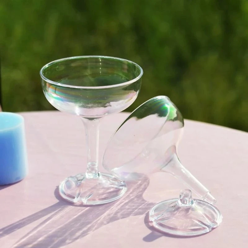 6pcs New Plastic Champagne Flutes Disposable Clear Plastic Champagne Glasses For Parties Glitter Clear Cup