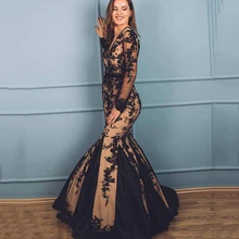 Eightree Черное кружево вечернее платье сексуальное нижнее белье с глубоким v-образным вырезом одежда с длинным рукавом Русалка Выпускные платья пикантные официальная Вечеринка платье Vestido de Festa