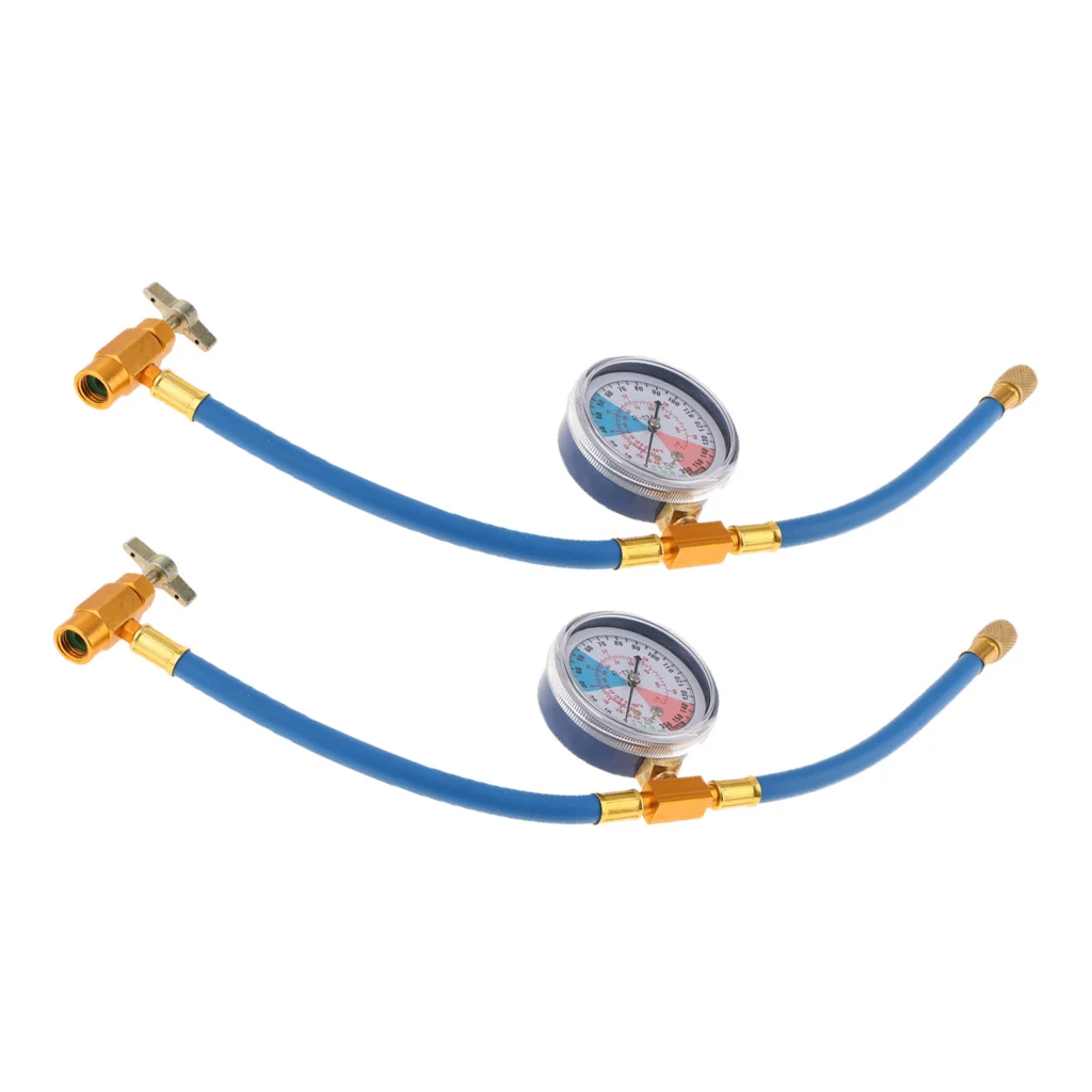 R134A to R12/R22 Car A/C Refrigerants Recharge Hose Pipe Gauge 350PSI 2 Pcs