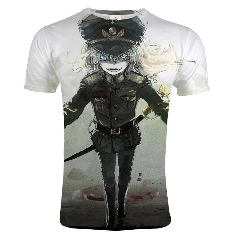 Мужская и женская футболка Youjo Senki The Saga of Tanya с 3D принтом уличная круглым вырезом в