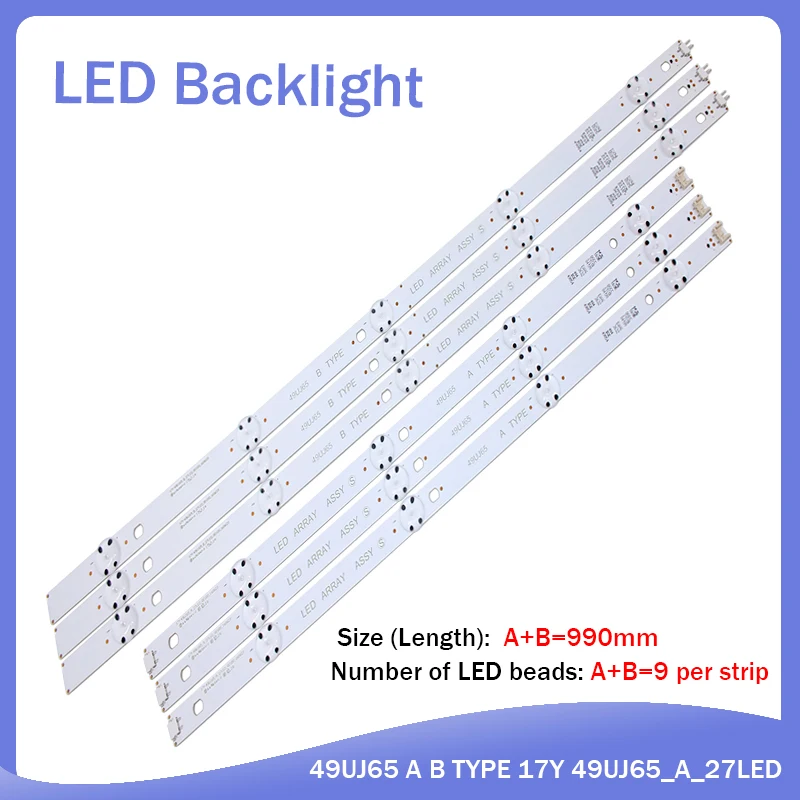 Tira de Retroiluminação Led para lg Pcs 49uj630 49lj614v 49uj634v 49uj701v 49uj670 49uj651v 49uj670 17y 49lj61 49uj65 _ a B_27led
