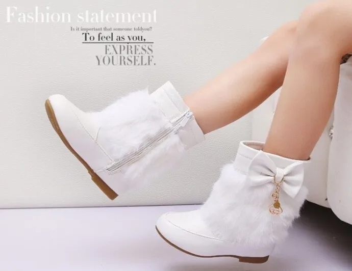 Boots para o Inverno com Borboleta-nó de Venda Quente da Moda Botas de Neve para as Meninas Novo Crianças Quentes Ankle Princesa 2020 4 Da Moda Botas de Neve Para As Meninas Princesa