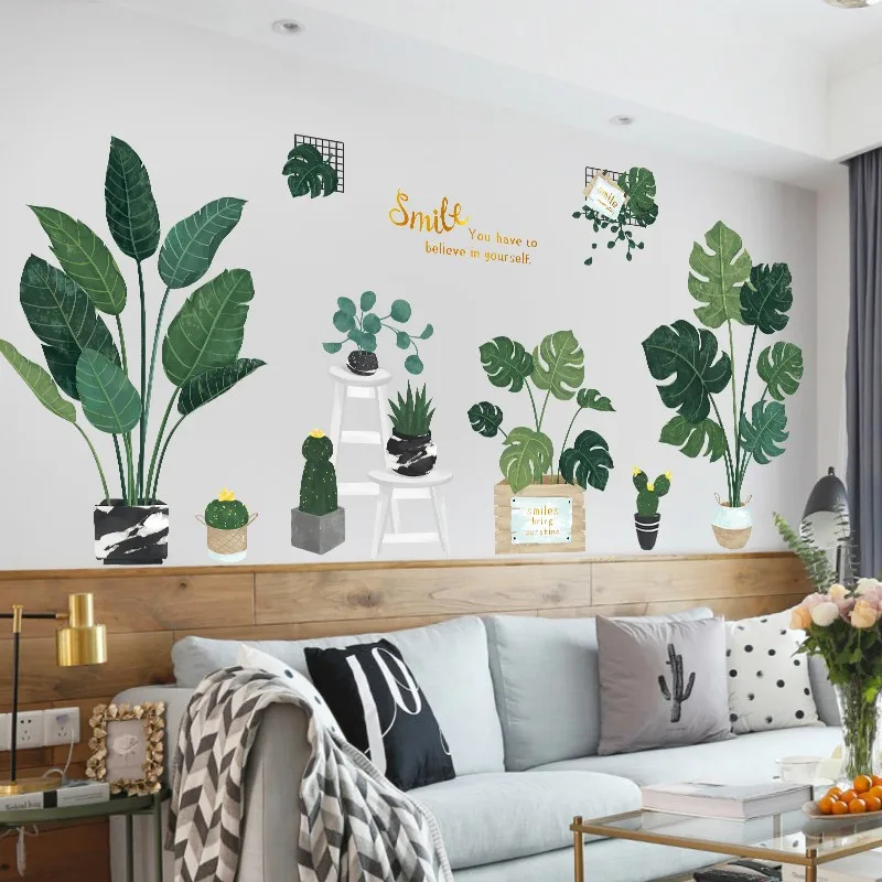 180*90 см DIY большие зеленые растения кактус тропические джунгли листья настенные