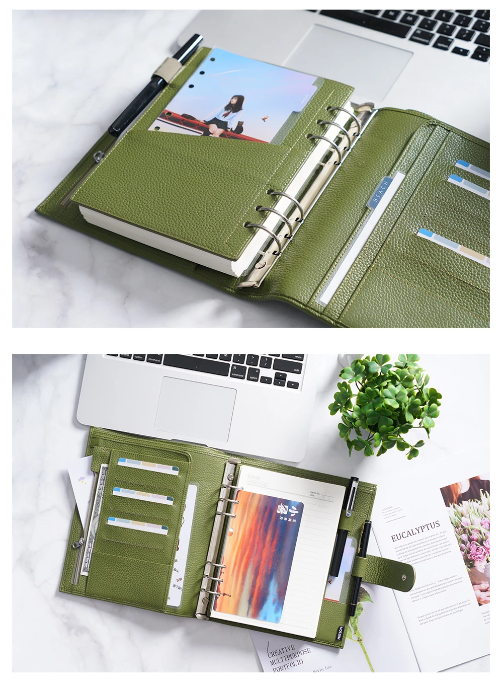 Bloco de Notas Notebook com 30mm Moterm Luxe Série Tamanho Planejador Pebbled Grão Couro Anel Agenda Organizador Diário Sketchbook 2.0 a5 10 pebbled grão couro notebook com 30mm anel