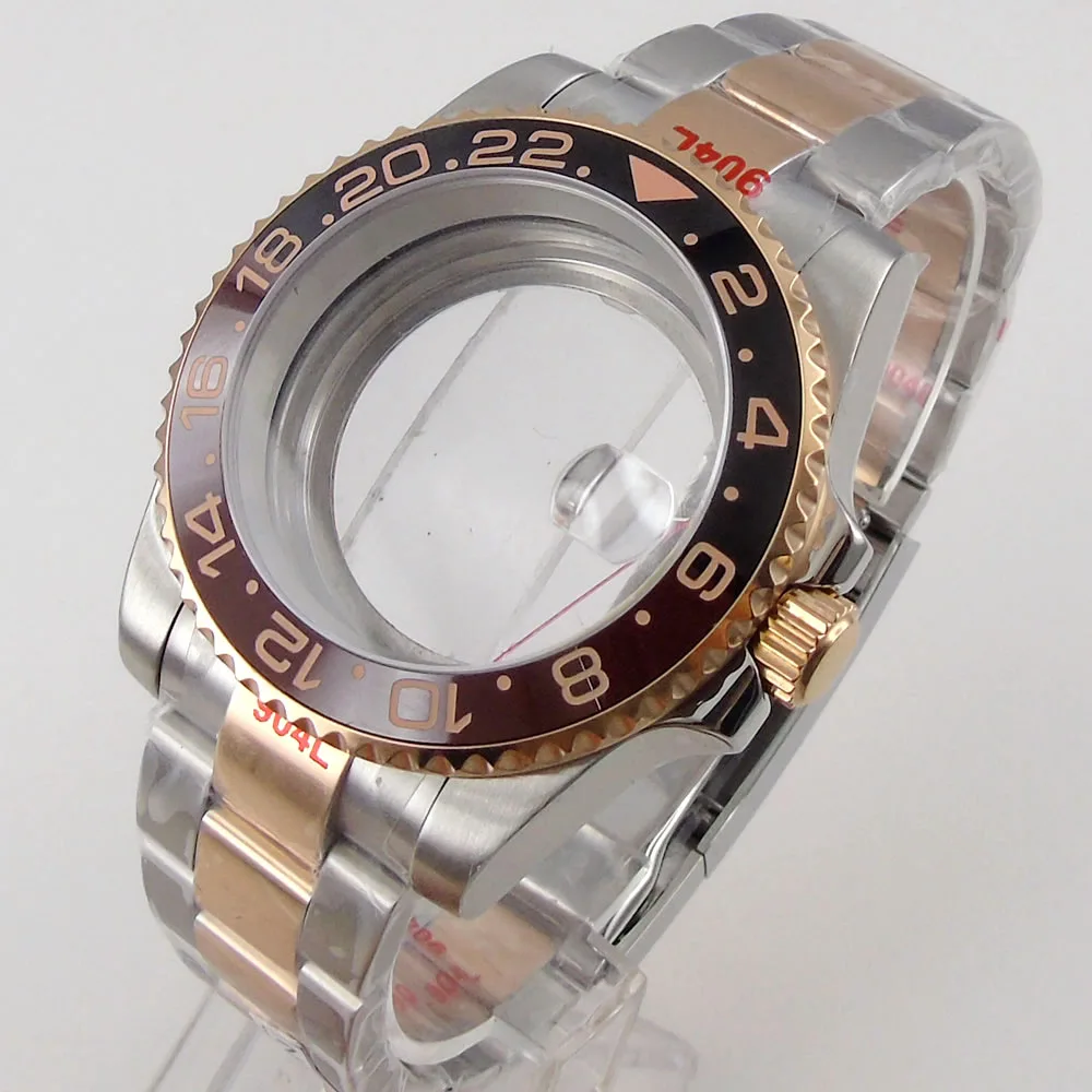 Rose Banhado a Ouro Gmt Caixa do Relógio Cristal de Safira 40 mm Pt5000 Eta2824 Nh35 Nh34 Nh36 Miyota8215 821a Dg2813 Eta2836 - Image 2
