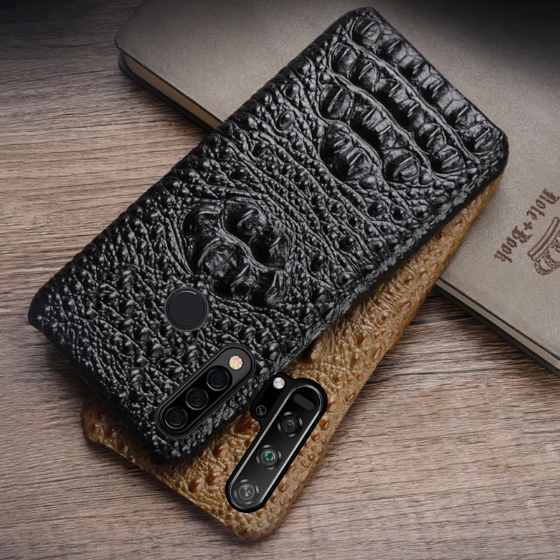 

Leather Phone Case For Huawei Nova 9 8 7 SE 5T 5i Case Cowhide Crocodile Head For Honor 10 20 30s 50 60 Pro Magic 3 Cover