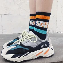 1 пара из осень-зима новые носки с буквами Ins женские носки женские уличные тенденция личности в носки без пятки Женский японский