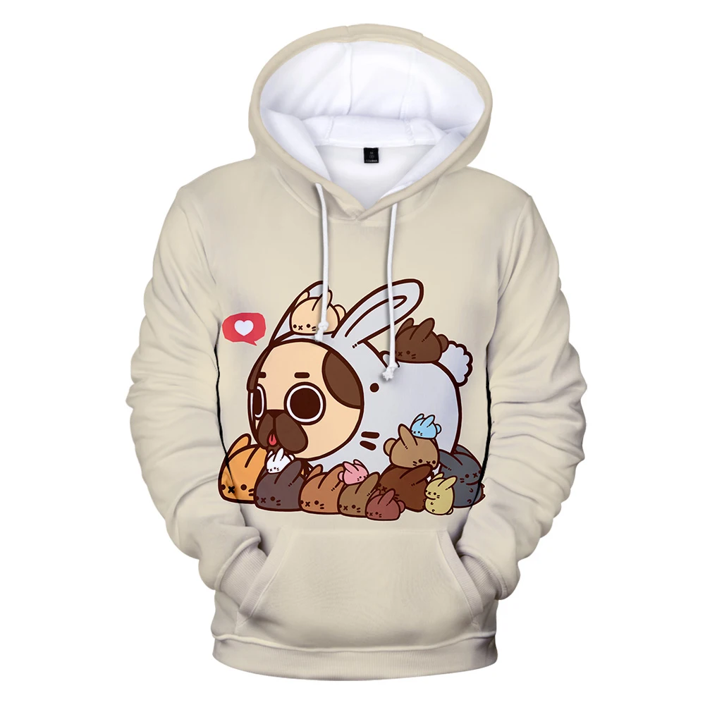  2019 kawaii pug Hoodies 3D Print Sweatshirts Hot Sale Harajuku Long Sleeve kawaii pug Clothes 2019 